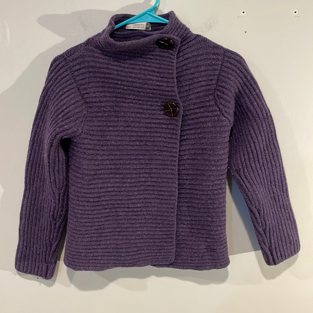 Fisherman Turtleneck Double Breasted Long Sleeve Wool Cardigan in Sz Medium